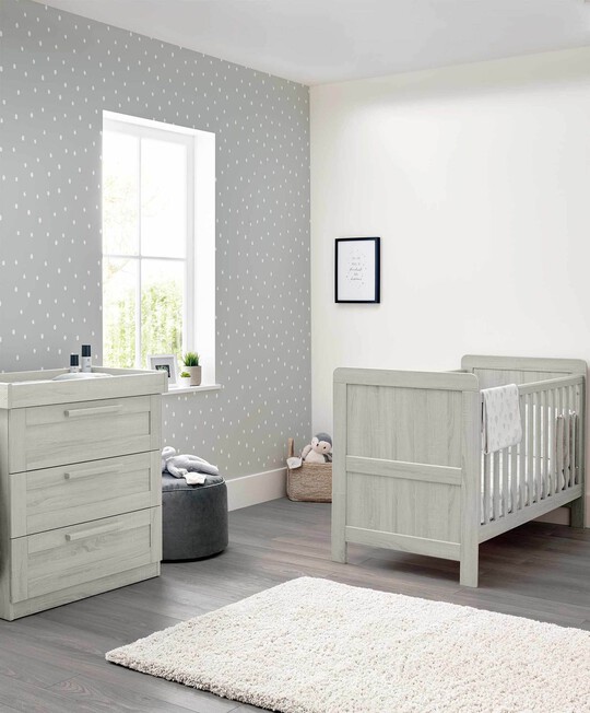 Atlas 4 Piece Cotbed with Dresser Changer, Wardrobe, and Essential Fibre Mattress Set - Grey image number 8
